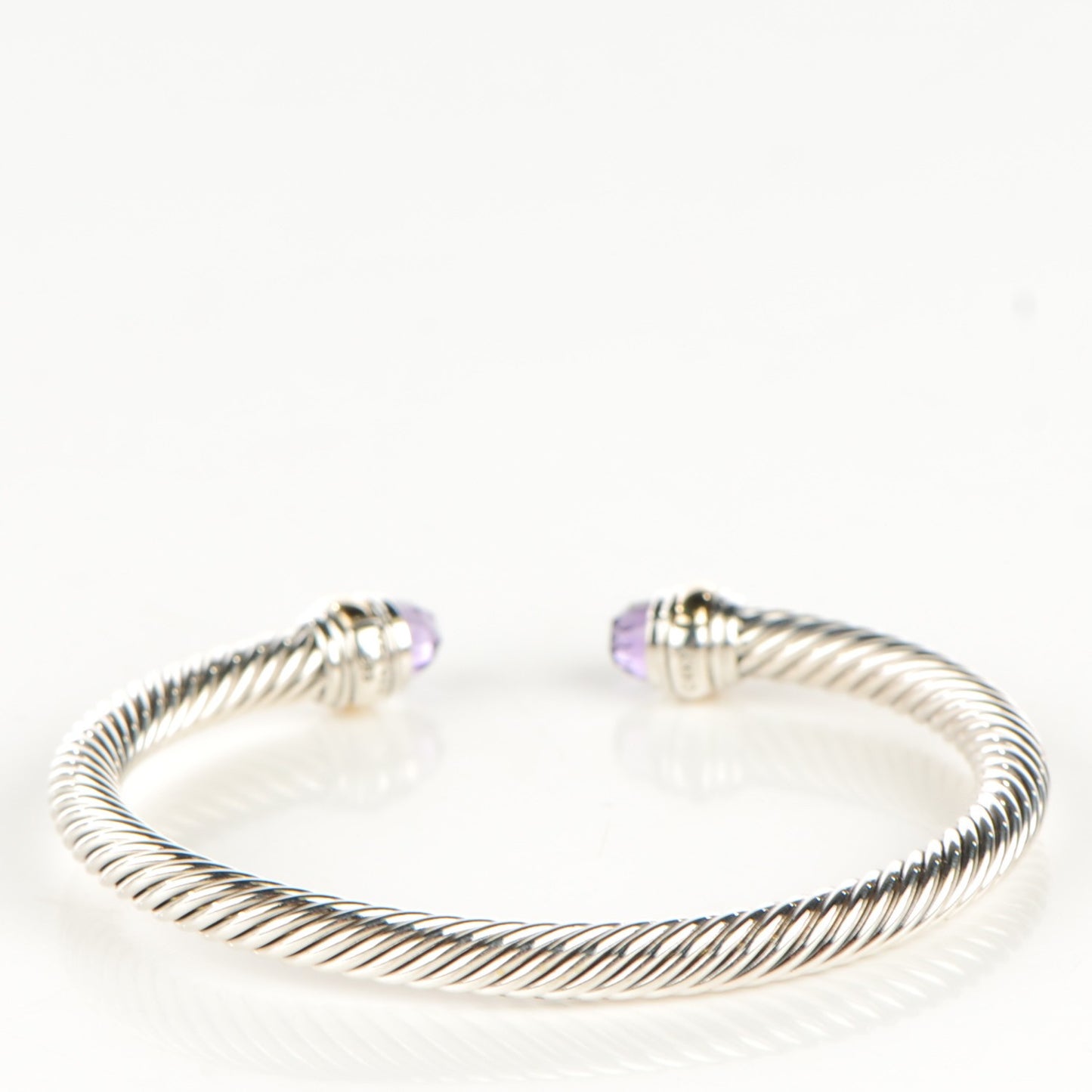 Sterling Silver 14K Yellow Gold Amethyst 5mm Cable Classics Bracelet