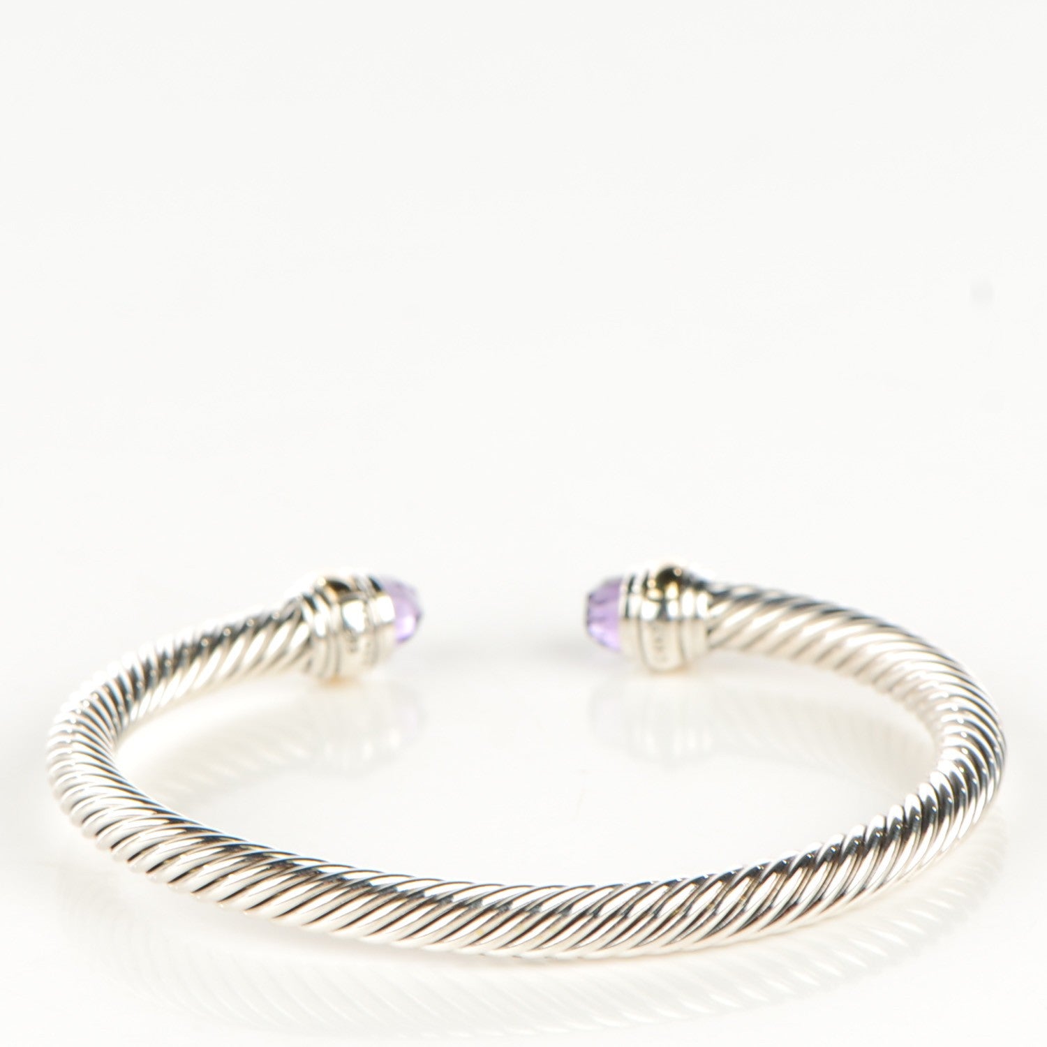 David Yurman Sterling Silver 14K Yellow Gold Amethyst 5mm Cable Classics Bracelet 3 of 7
