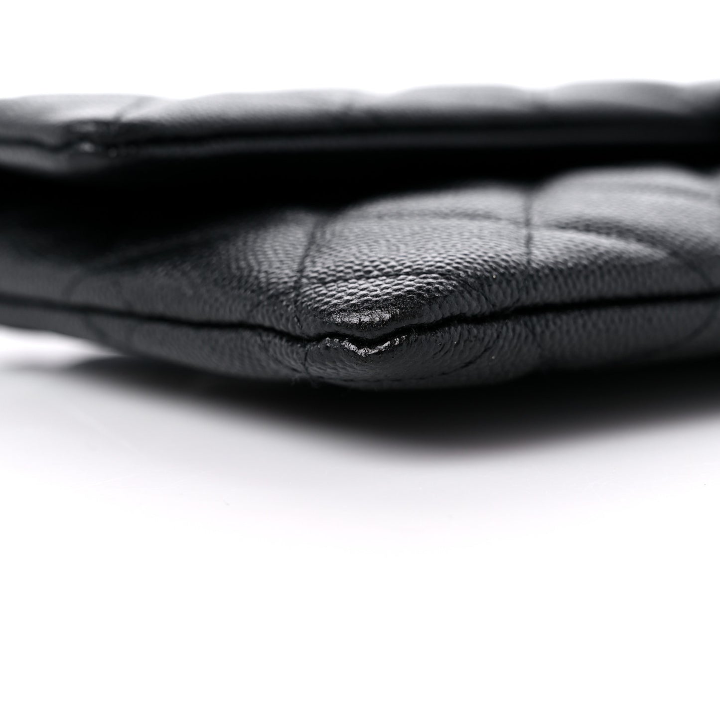 Caviar Quilted Flap Clutch Black