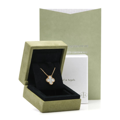 Van Cleef & Arpels 18K Yellow Gold Mother of Pearl Vintage Alhambra Pendant Necklace 6 of 6