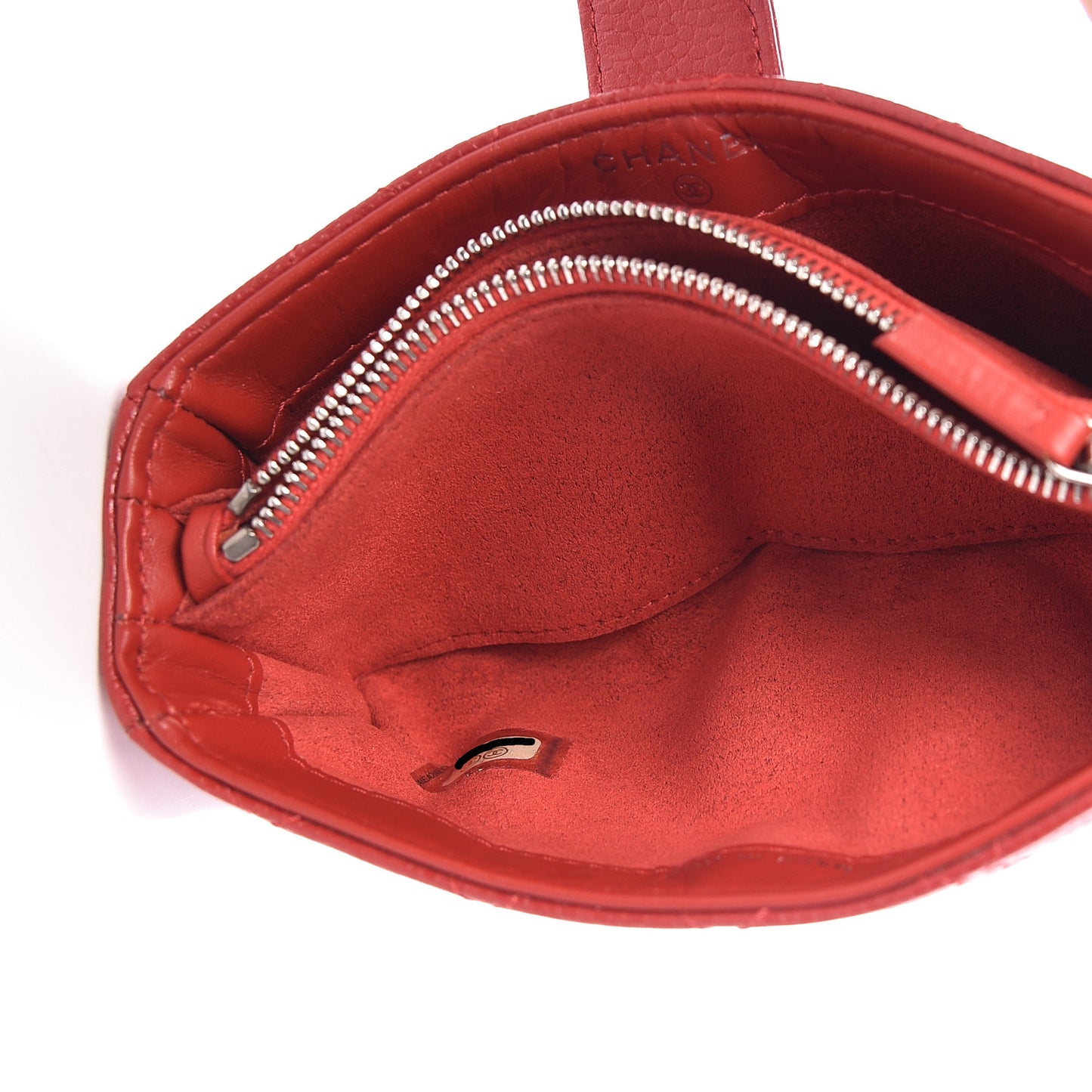 Caviar Quilted Mini Phone Holder Clutch Red