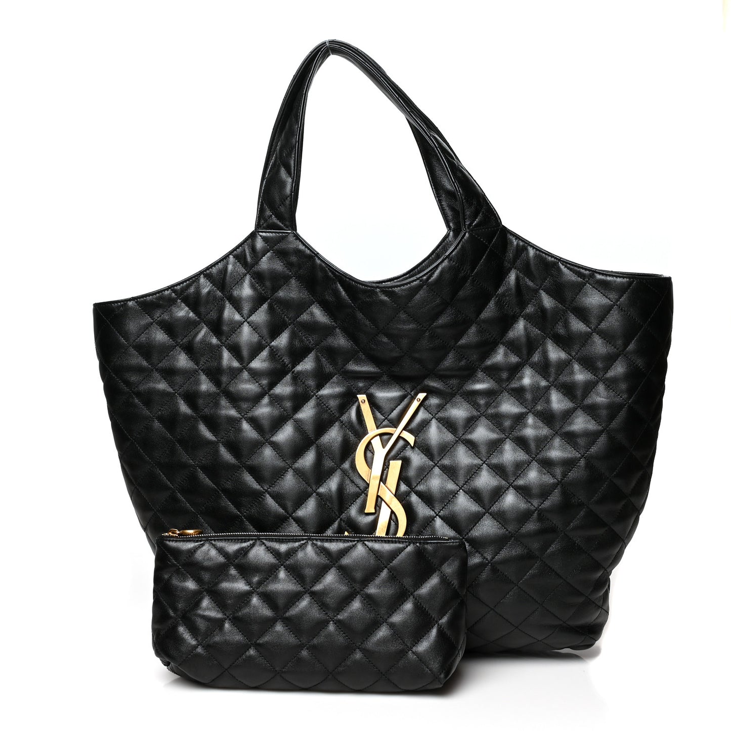 Lambskin Quilted Maxi Icare Shopping Tote Black