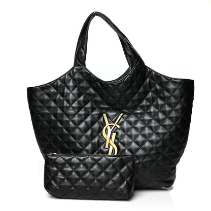 Saint Laurent Lambskin Quilted Maxi Icare Shopping Tote Black 1 of 20