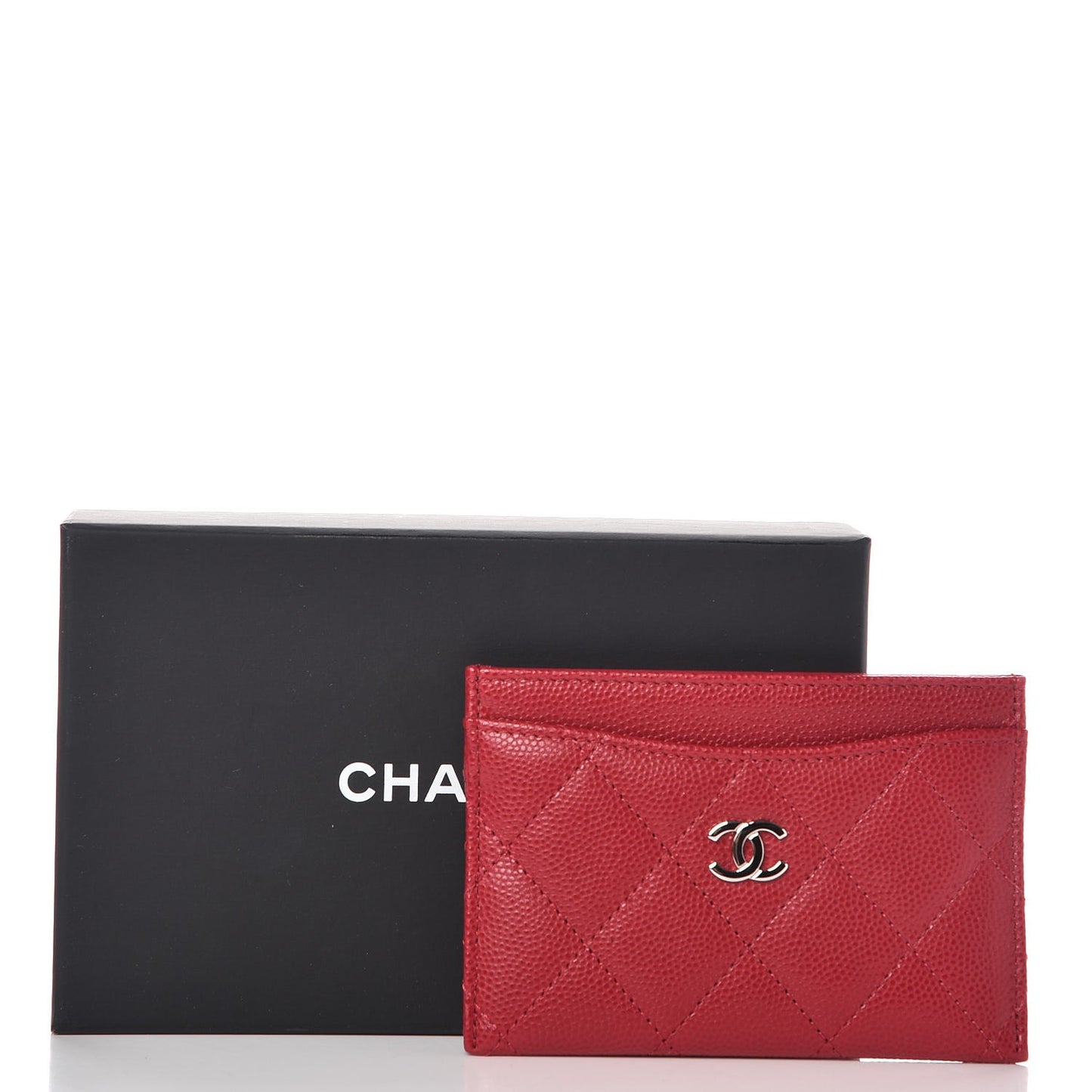 Caviar Quilted Card Holder Pink