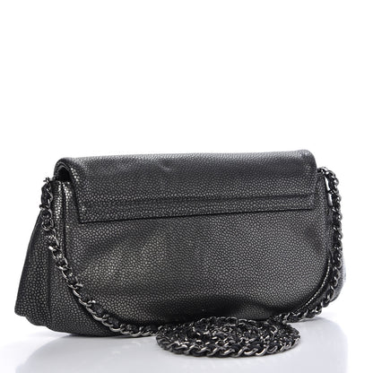 Chanel Metallic Caviar Half Moon Wallet On Chain WOC Dark Silver 3 of 11