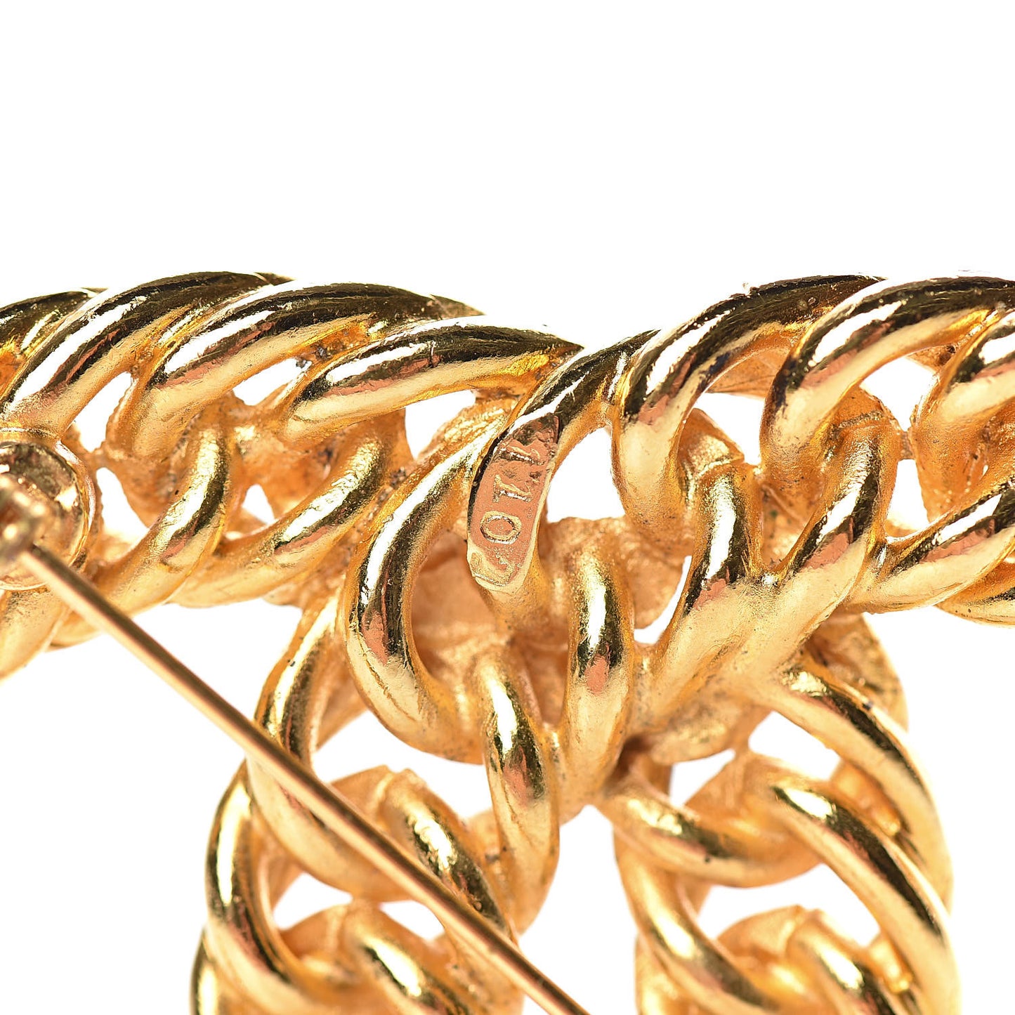 Metal Chain CC Brooch Gold