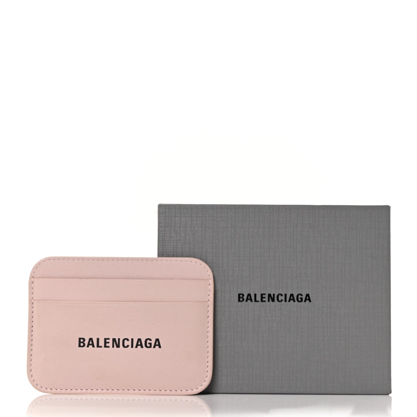 Flat Calfskin Logo Cash Rounded Card Holder Light Rose Black