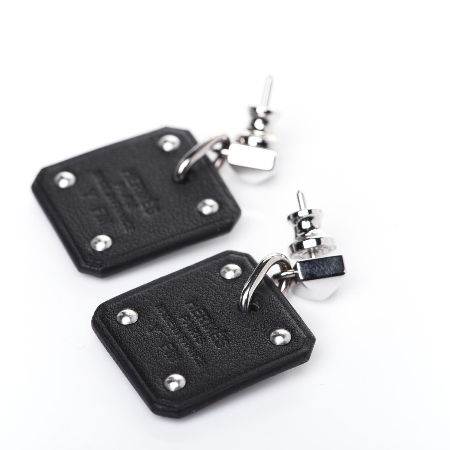 Hermes Palladium Swift As De Coeur Earrings Black 5 of 6