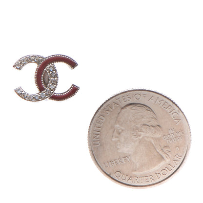 Chanel Enamel Crystal CC Earrings Silver Pink 2 of 5