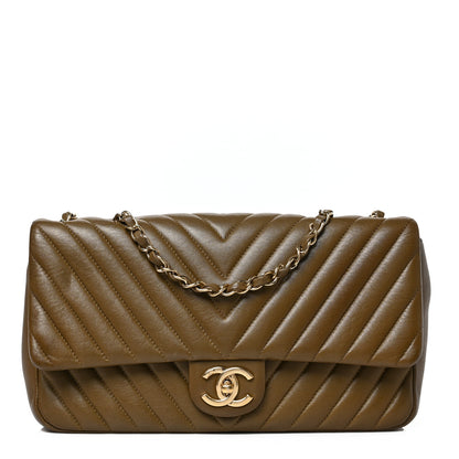 Chanel Lambskin Chevron Quilted Medium Single Flap Brown 1 of 8