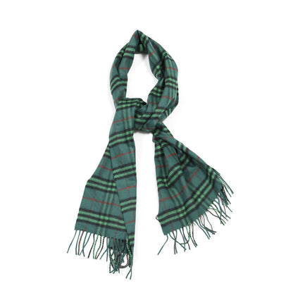 Burberry Cashmere Tonal Vintage Check Fringe Scarf Viridian Green 1 of 4
