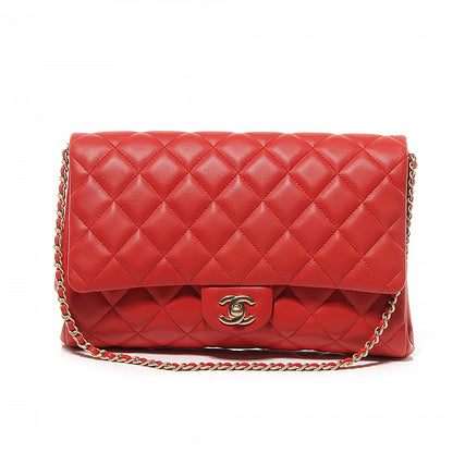 Chanel Lambskin Quilted Clutch Flap Red 1 of 9