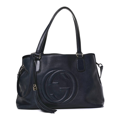 Gucci Cellarius Calfskin Medium Soho Working Tote Blue 1 of 17