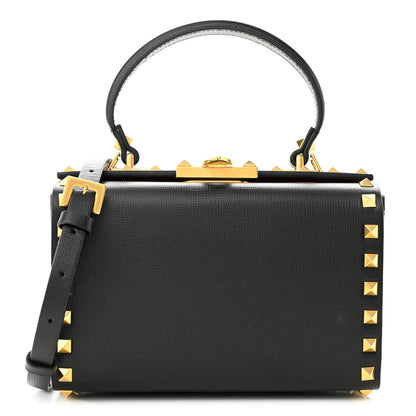 Valentino Garavani Grainy Calfskin Rockstud Alcove Box Top-Handle Bag Black 1 of 11
