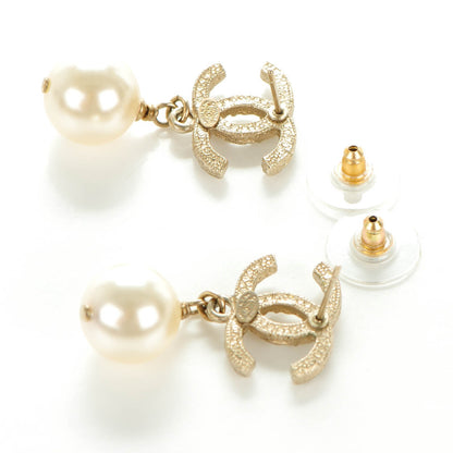 Chanel Crystal Pearl CC Drop Earrings Gold 5 of 5