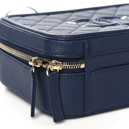 Chanel Caviar Quilted Medium CC Filigree Vanity Case Navy 9 of 10
