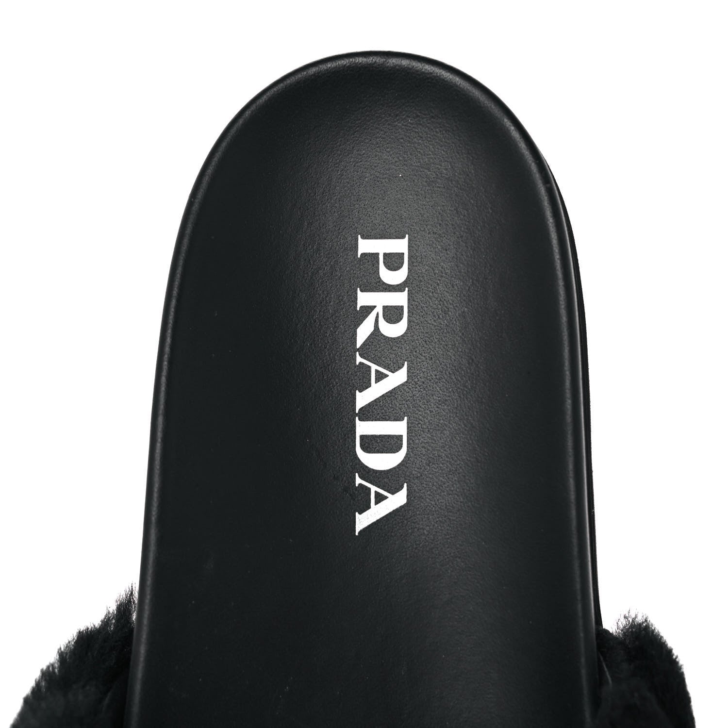 Prada Montone Metal Triangle Logo Lug Sole 20mm Slide Sandals 37.5 Black 7 of 9