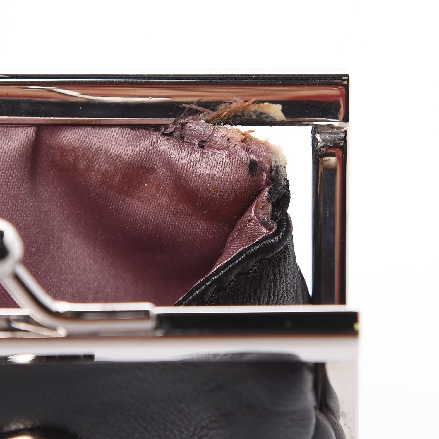 Chanel Lambskin Quilted Pearl Kiss Lock Clutch Black White 13 of 13