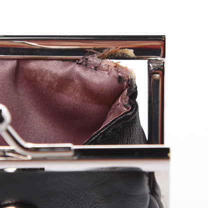 Chanel Lambskin Quilted Pearl Kiss Lock Clutch Black White 13 of 13