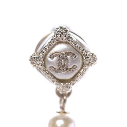 Chanel Pearl Crystal CC Drop Earrings Gold 4 of 7