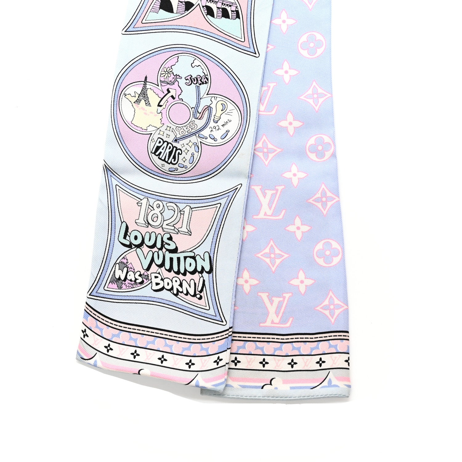 Louis Vuitton Silk Monogram Louis In A Comic Bandeau Bleu 2 of 4