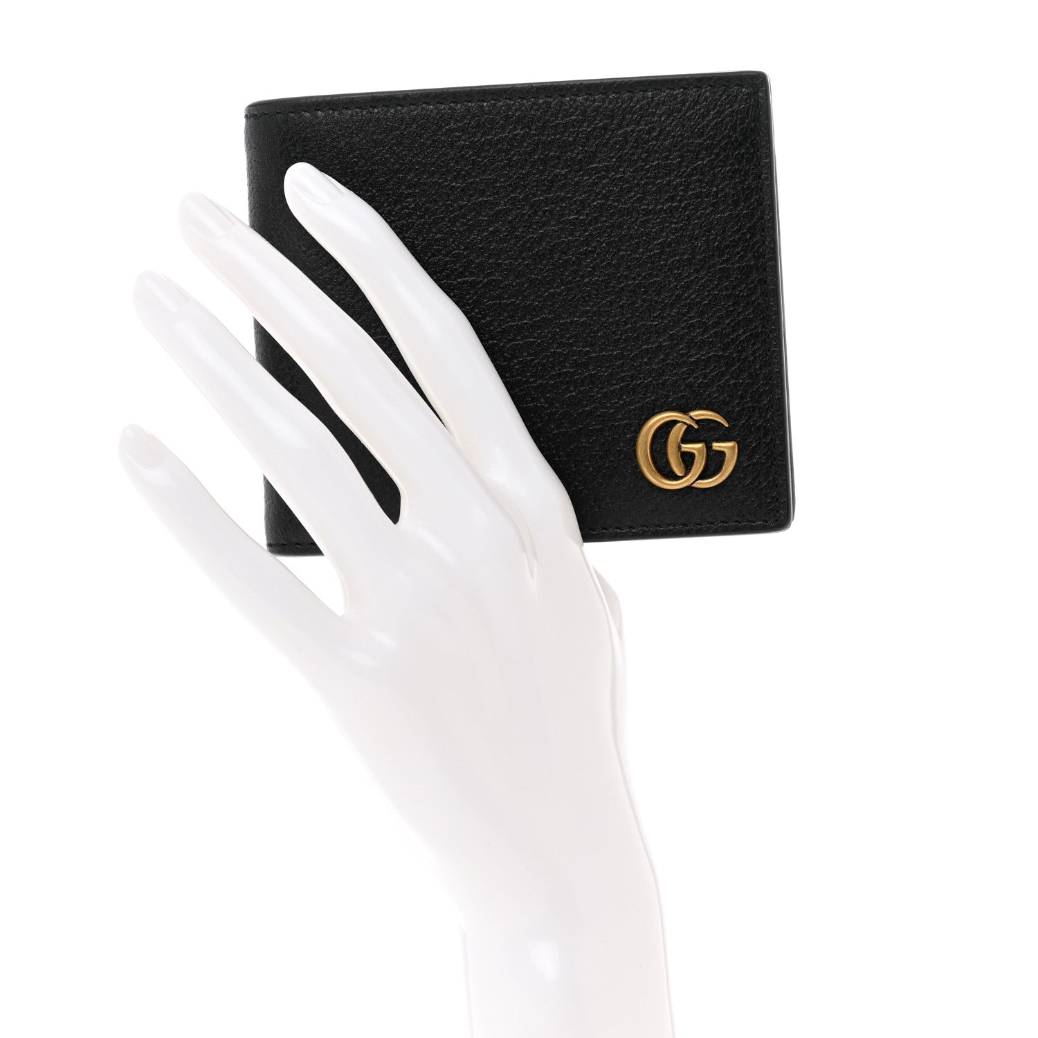 Gucci Calfskin Boar Effect GG Marmont Bi-Fold Wallet Black 2 of 8