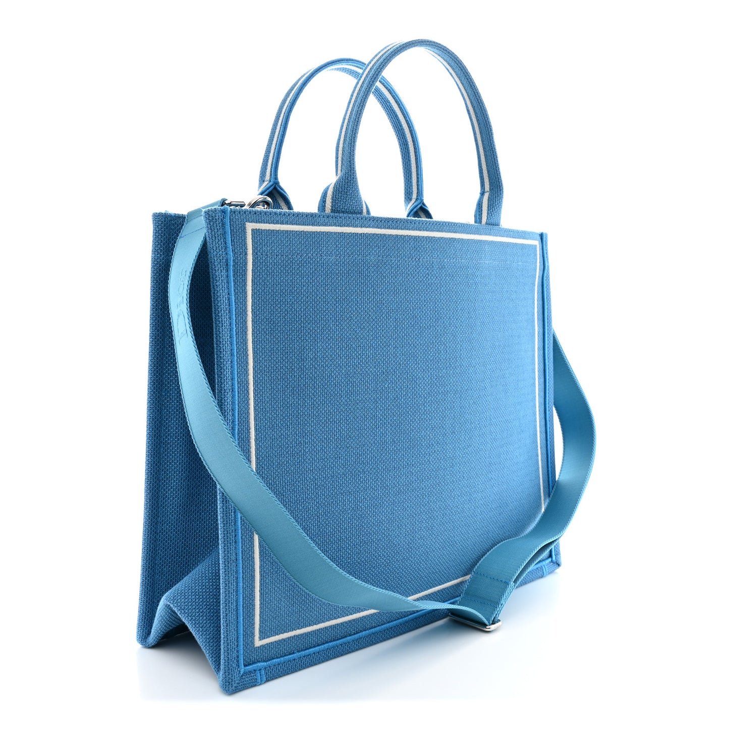 Cotton Toile De Jouy Oblique Embroidered Ulysses Dior Medium Book Tote With Strap Light Blue White