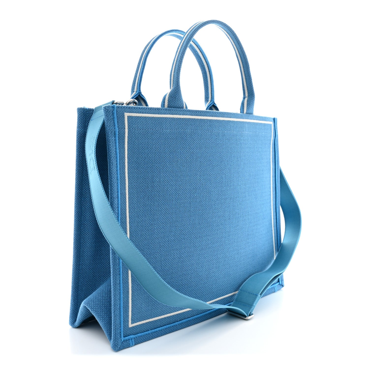 Christian Dior Cotton Toile De Jouy Oblique Embroidered Ulysses Dior Medium Book Tote With Strap Light Blue White 3 of 9
