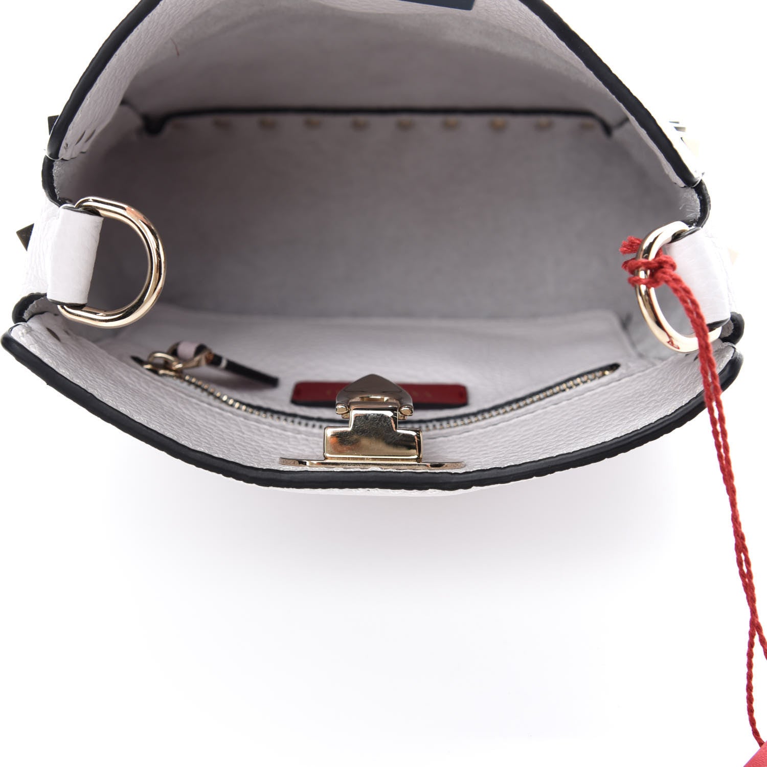 Valentino Garavani Pebbled Calfskin Mini Rockstud Flip-Lock Messenger Bag Optic White 5 of 9