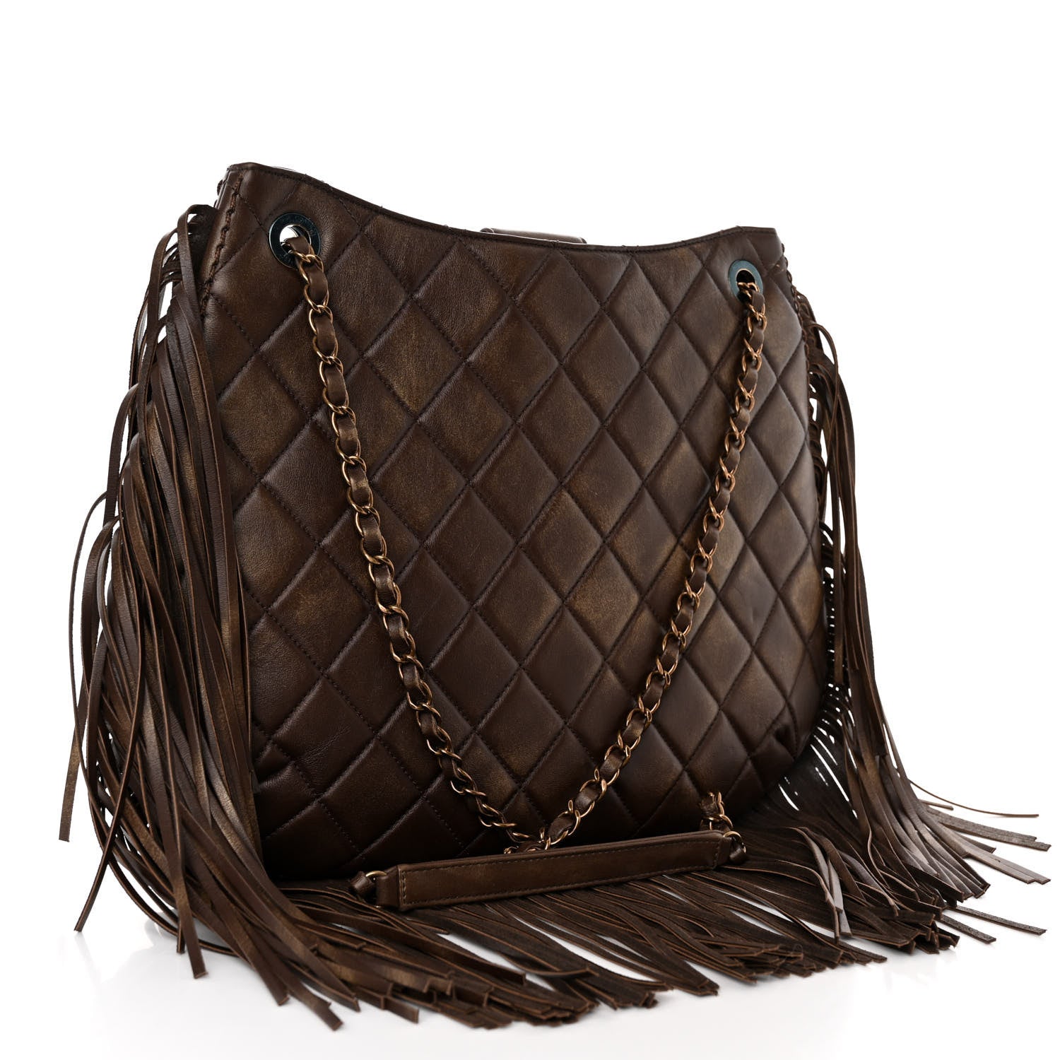 Chanel Calfskin Quilted Into The Fringe Hobo Brown 3 of 10