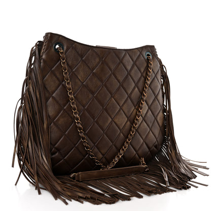 Chanel Calfskin Quilted Into The Fringe Hobo Brown 3 of 10