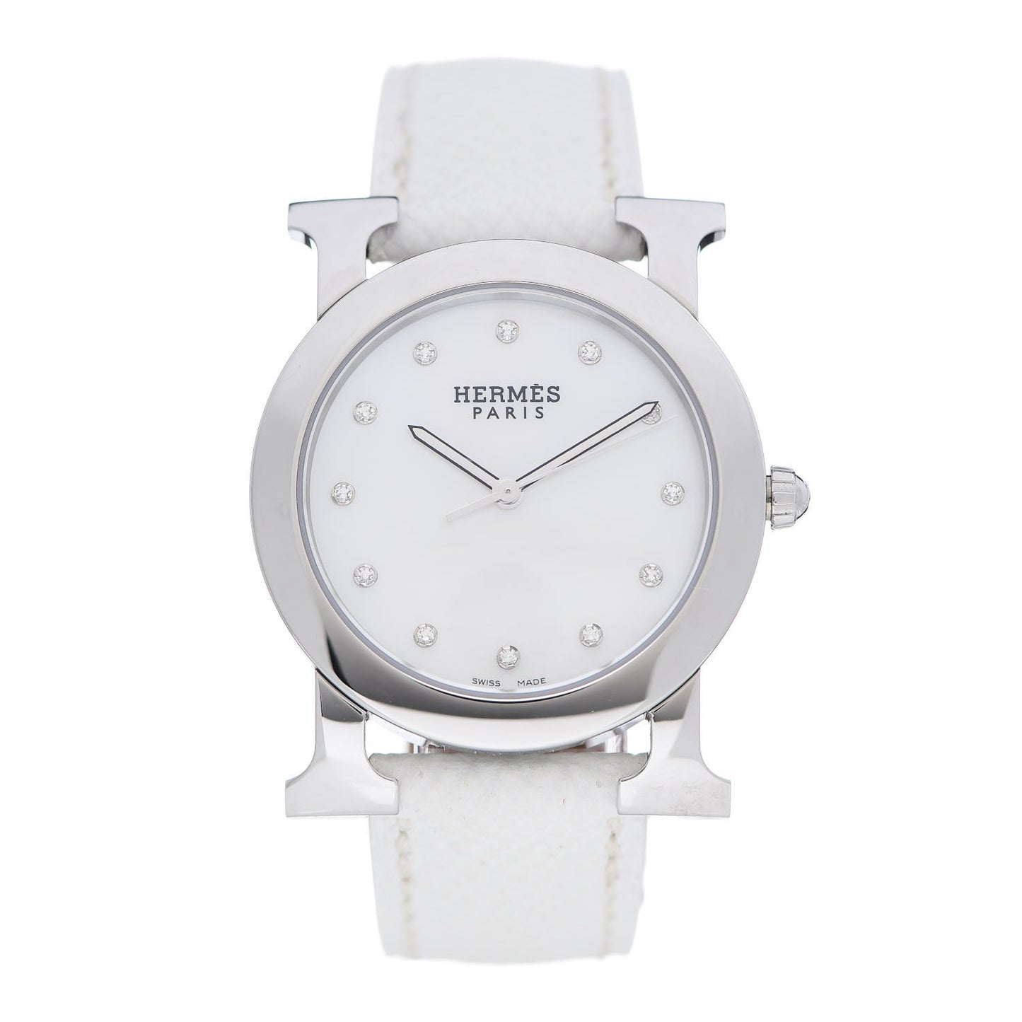 Stainless Steel Epsom Diamond Mother of Pearl 31mm H Ronde Quartz Watch Blanc