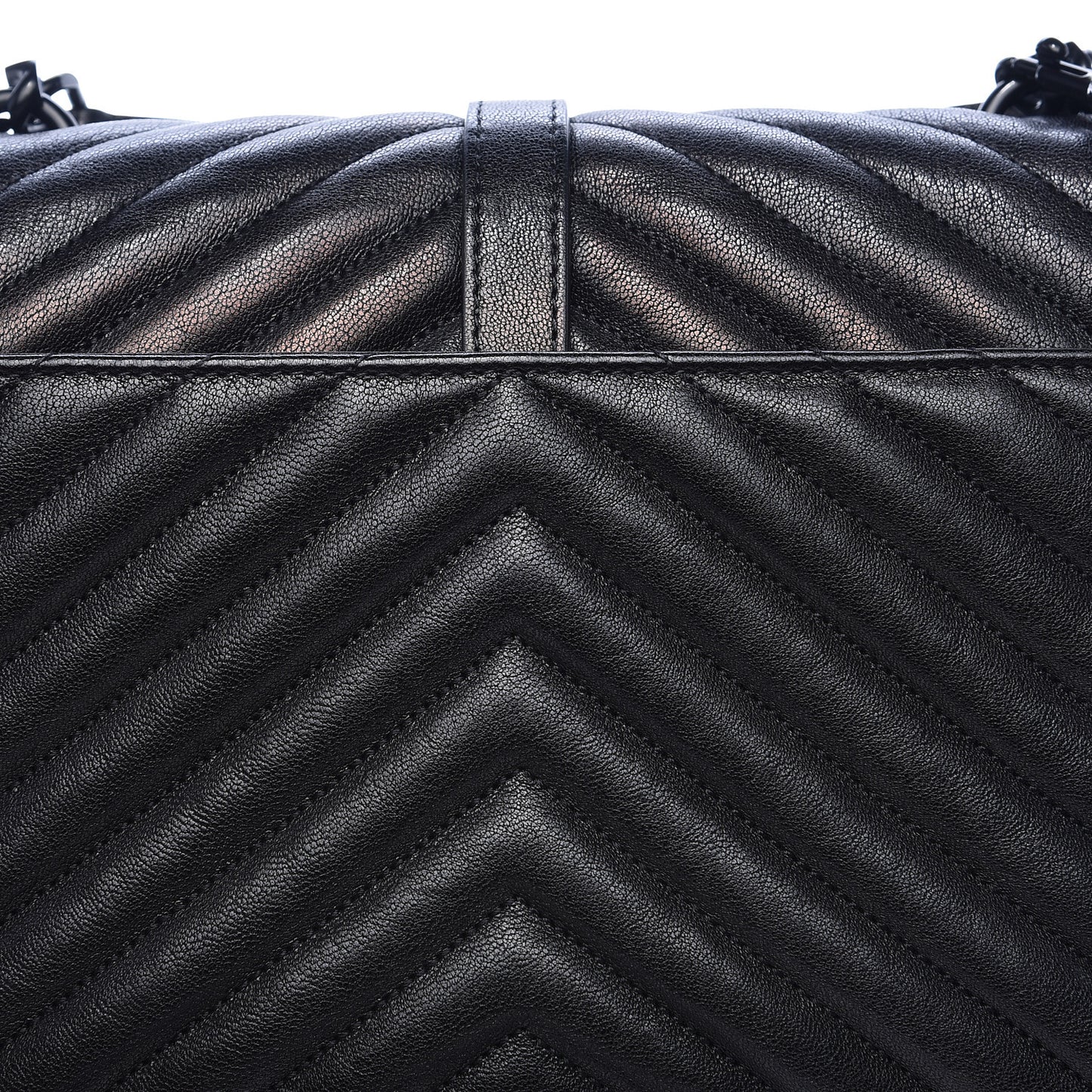 Sheepskin Matelasse Chevron Monogram Medium College Bag Black