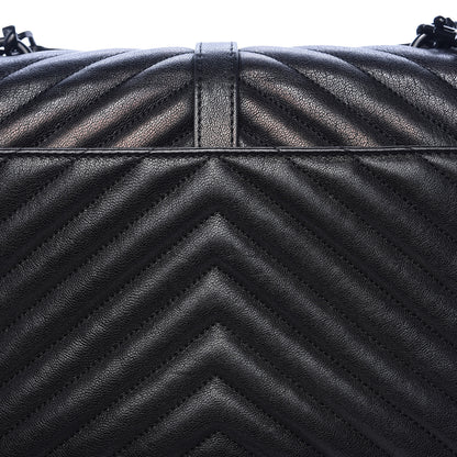 Saint Laurent Sheepskin Matelasse Chevron Monogram Medium College Bag Black 15 of 16