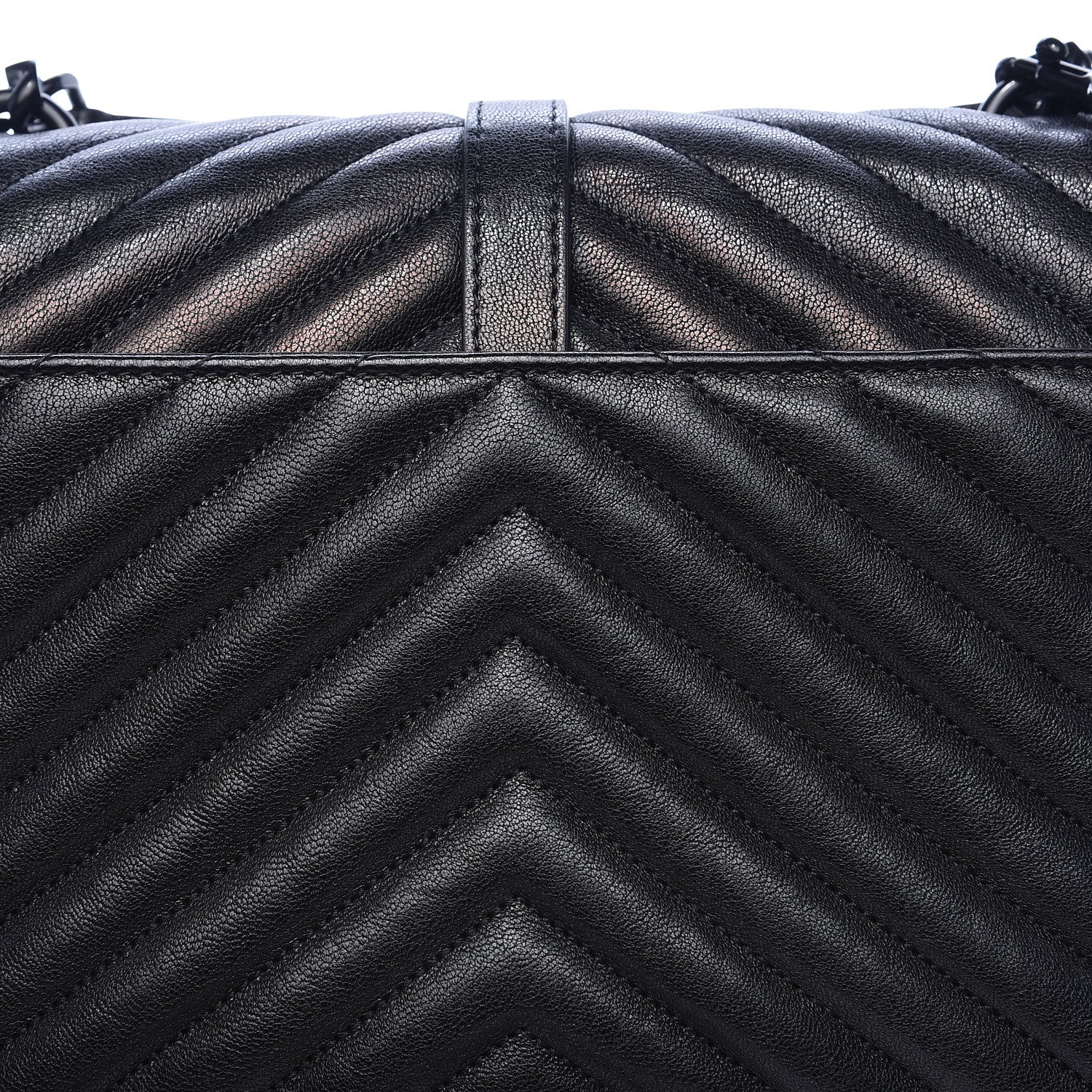 Saint Laurent Sheepskin Matelasse Chevron Monogram Medium College Bag Black 15 of 16