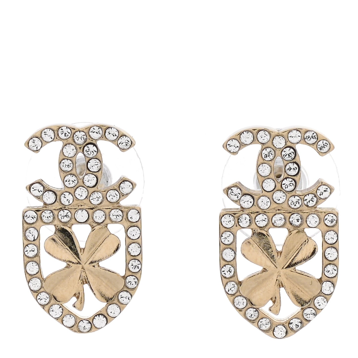 Crystal CC Sergeant Chanel Earrings Gold