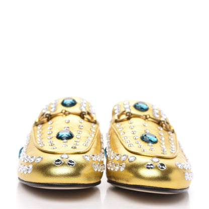 Gucci Metallic Nappa Crystal Womens Princetown Slippers 38 Gold 2 of 9