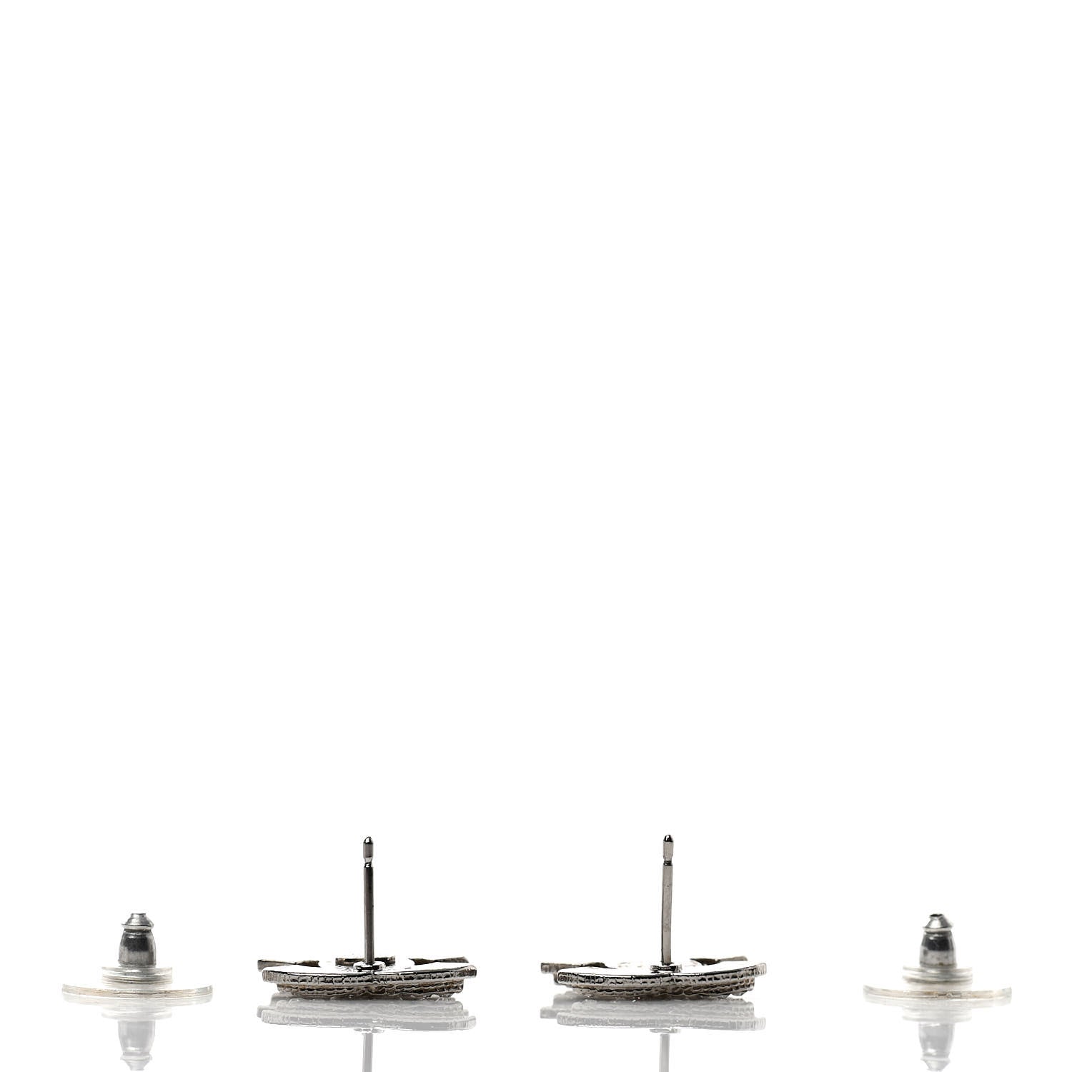 Chanel Crystal Mini Timeless CC Earrings Silver 3 of 4