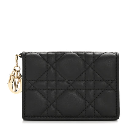 Christian Dior Lambskin Cannage Small Lady Dior Flap Card Holder Black 1 of 9
