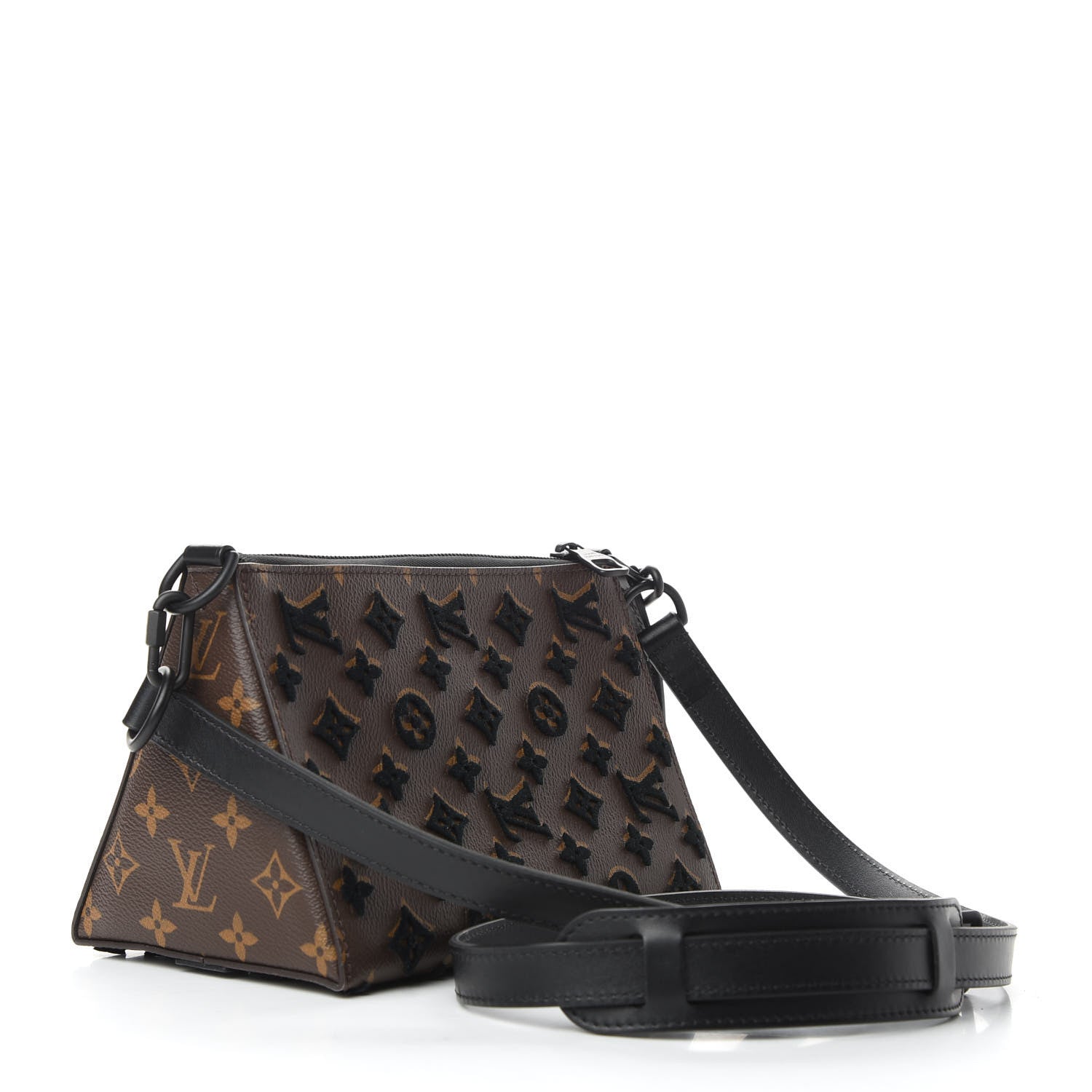Louis Vuitton Monogram Tuffetage Triangle Messenger Black 3 of 8