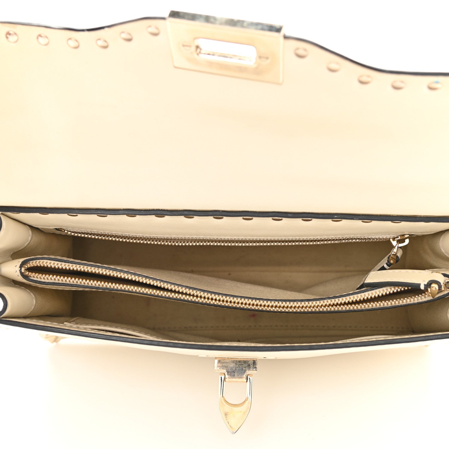 Valentino Garavani Vitello Small Rockstud Single Handle Flap Bag Light Ivory 5 of 19