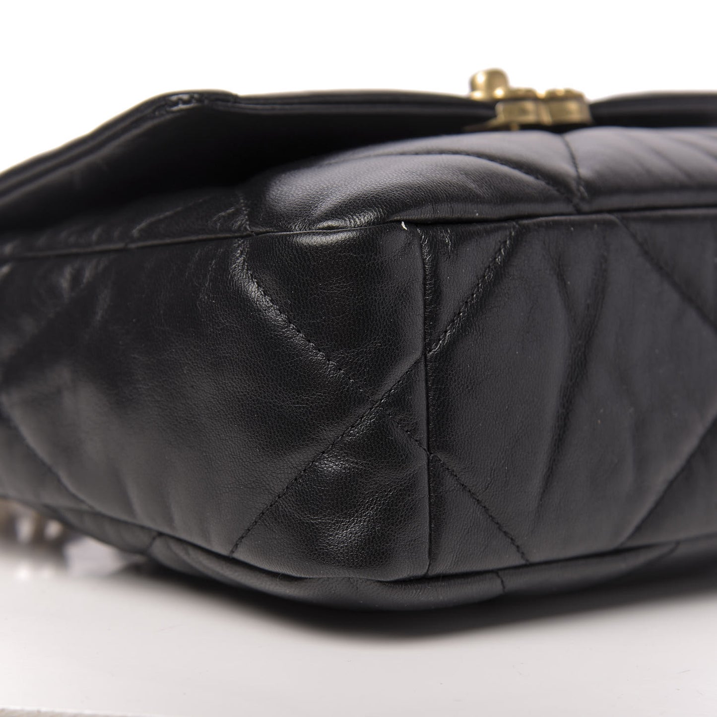 Goatskin Quilted Medium 19 Flap Black