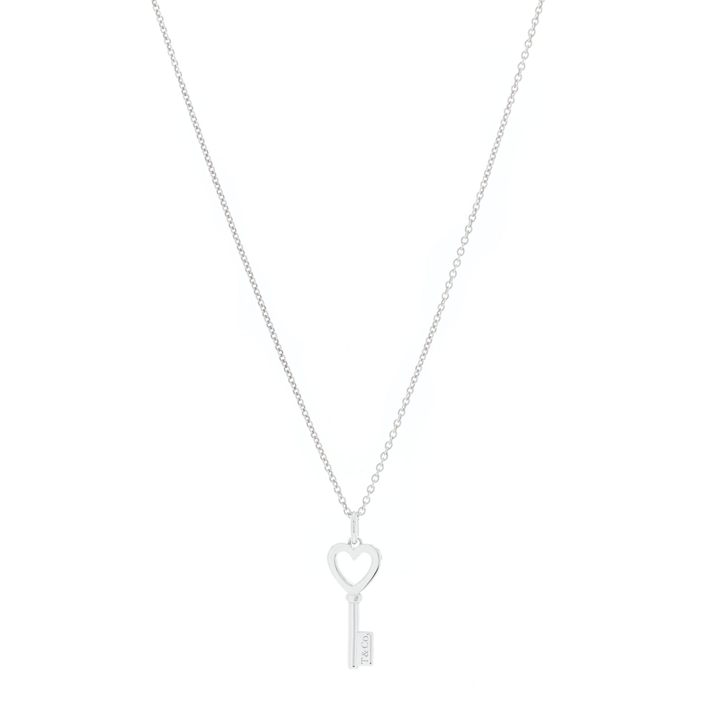 Sterling Silver Mini Heart Key Pendant Necklace