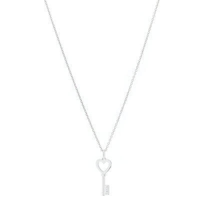 Tiffany Sterling Silver Mini Heart Key Pendant Necklace 1 of 4