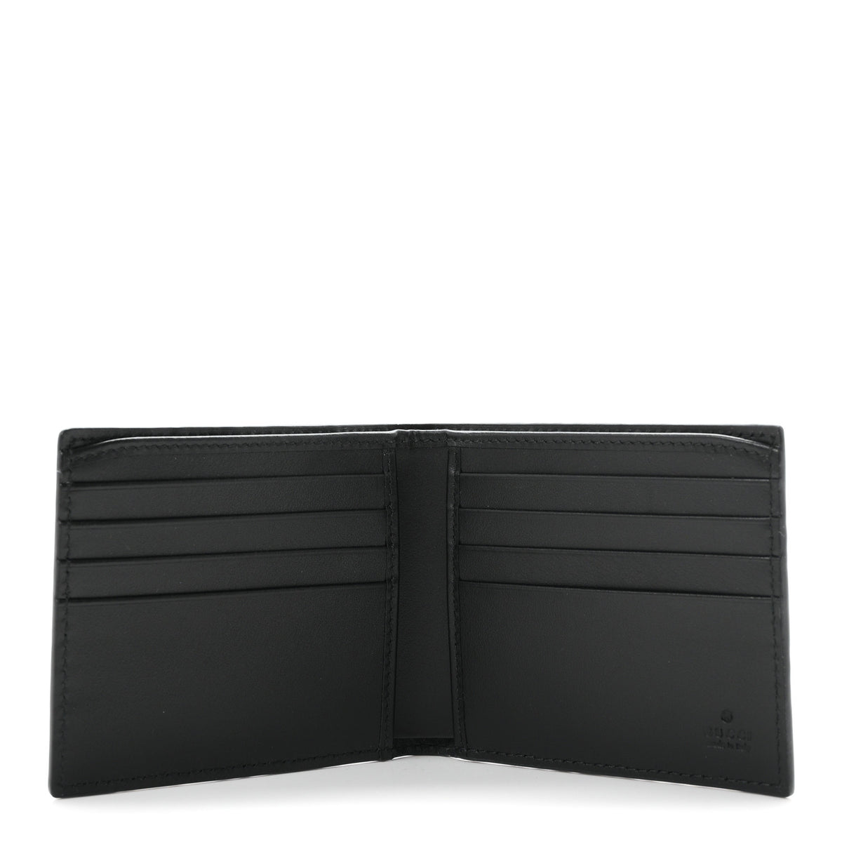 GG Calfskin Embossed Emblem Bi-Fold Wallet Black