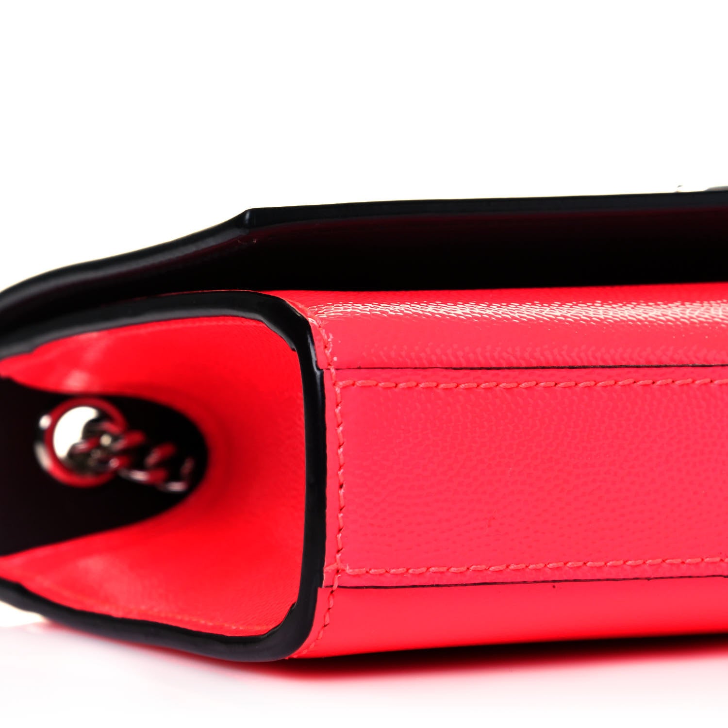 Saint Laurent Patent Grain de Poudre Small Monogram Kate Satchel Neon Pink 8 of 9