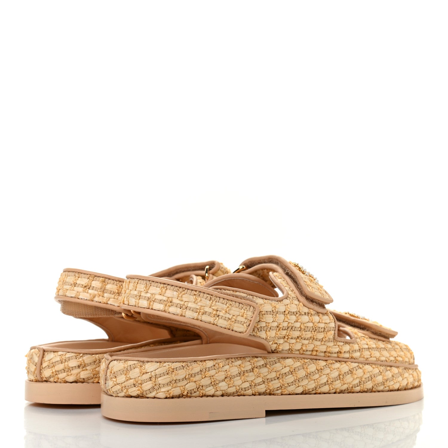 Chanel Braided Fabric Velcro Dad Sandals 36.5 Beige 4 of 8