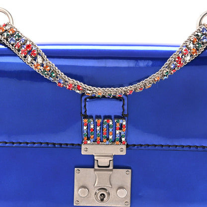 Christian Dior Metallic Patent Crystal Dioraddict Flap Bag Blue 7 of 9