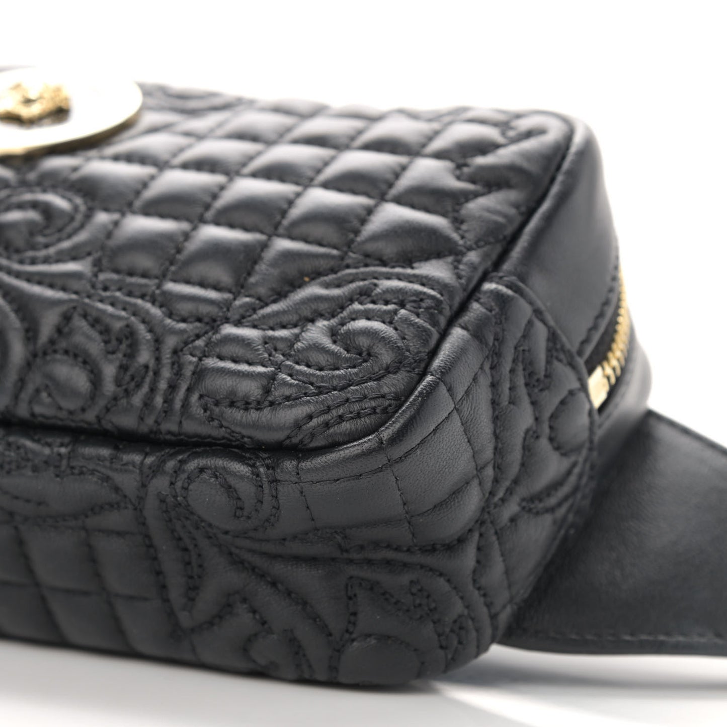 Nappa Barocco Quilted Vanitas Medea Belt Bag Black