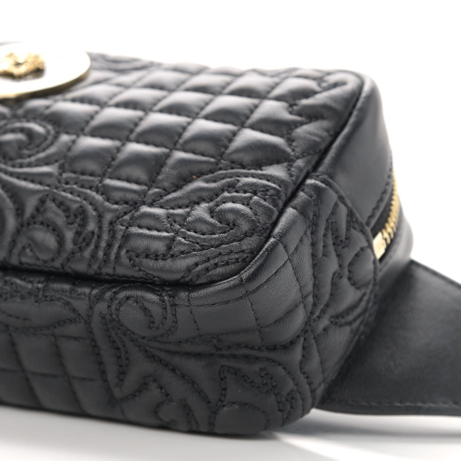 Versace Nappa Barocco Quilted Vanitas Medea Belt Bag Black 9 of 9